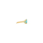 14K Yellow Gold Martini Set Blue Zircon Stud Earrings