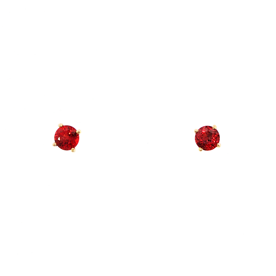14K Yellow Gold Martini Set Red Sapphire Stud Earrings