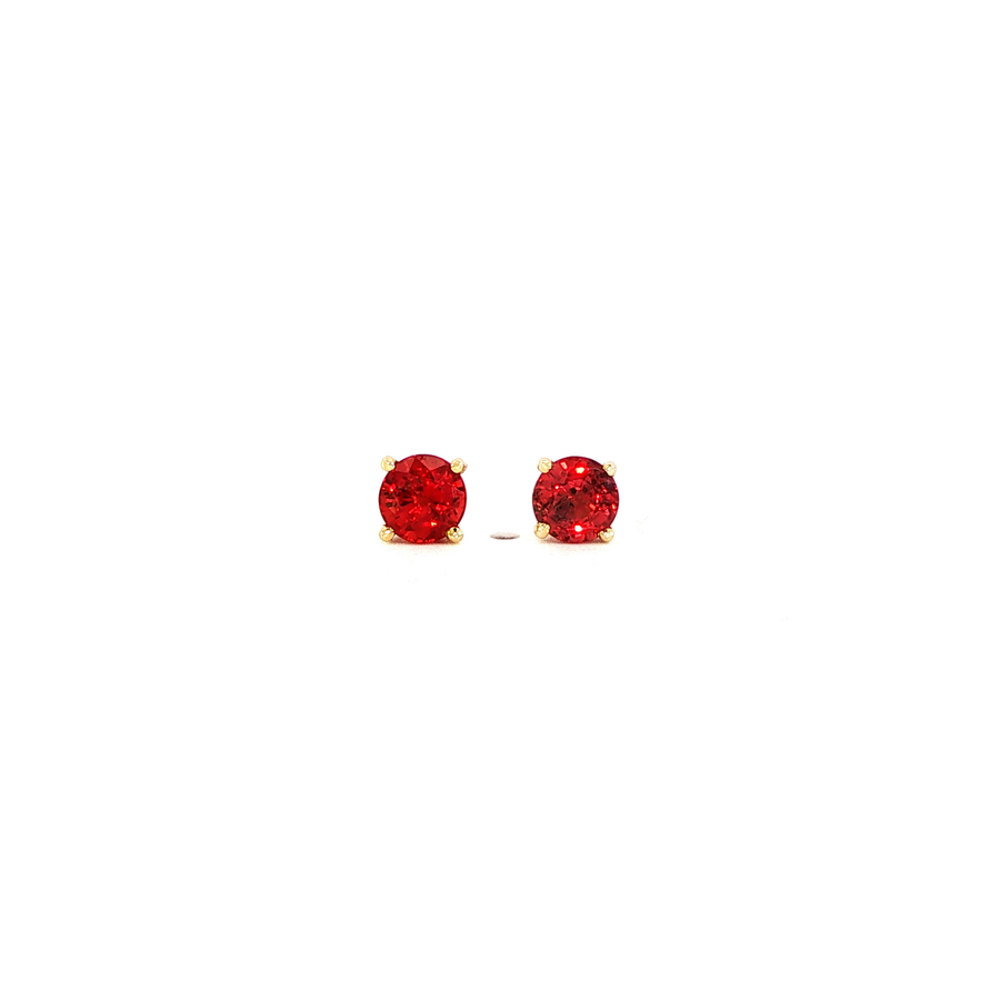 14K Yellow Gold Martini Set Red Sapphire Stud Earrings