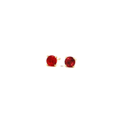 14K Yellow Gold Martini Set Red Sapphire Stud Earrings