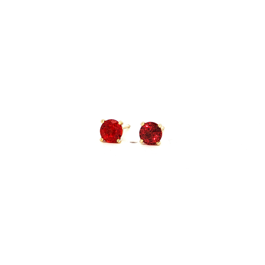 14K Yellow Gold Martini Set Red Sapphire Stud Earrings