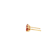 14K Yellow Gold Martini Set Red Sapphire Stud Earrings