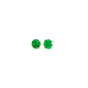 14K Yellow Gold Martini Set Emerald Stud Earrings