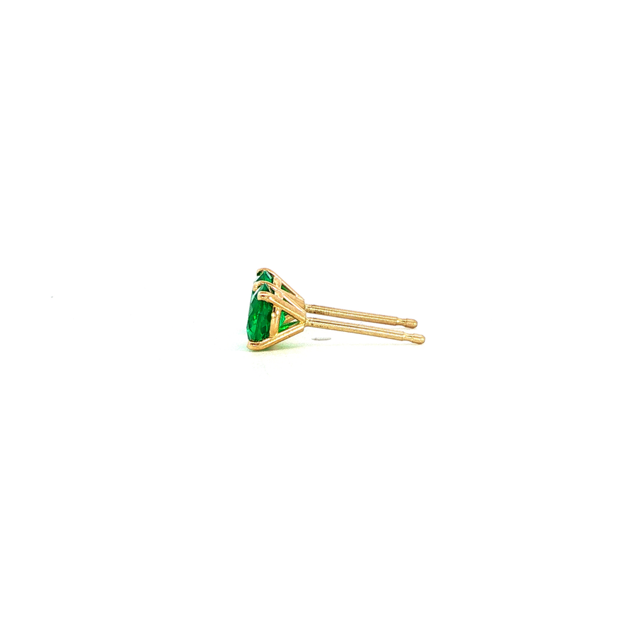 14K Yellow Gold Martini Set Emerald Stud Earrings