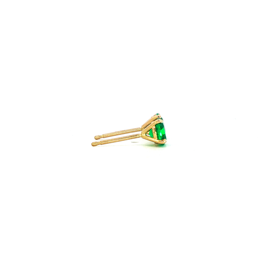 14K Yellow Gold Martini Set Emerald Stud Earrings