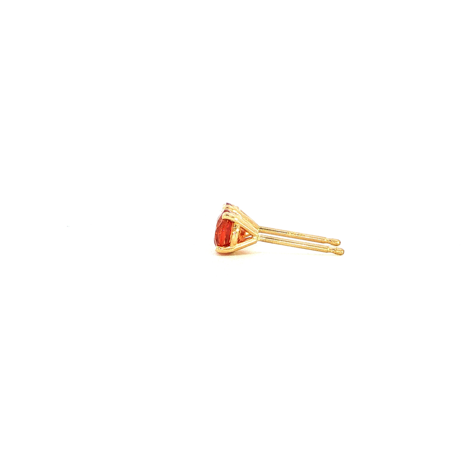 14K Yellow Gold Martini Set Orange Sapphire Stud Earrings