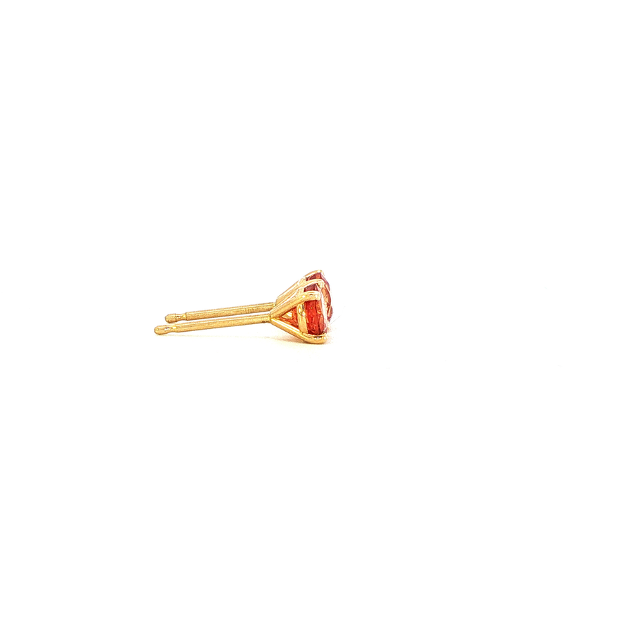 14K Yellow Gold Martini Set Orange Sapphire Stud Earrings