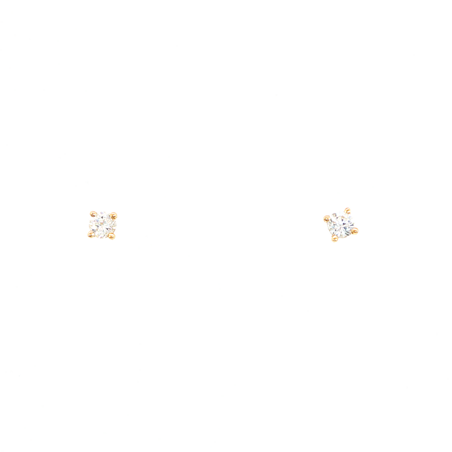 14K Yellow Gold Martini Set Diamond Stud Earrings
