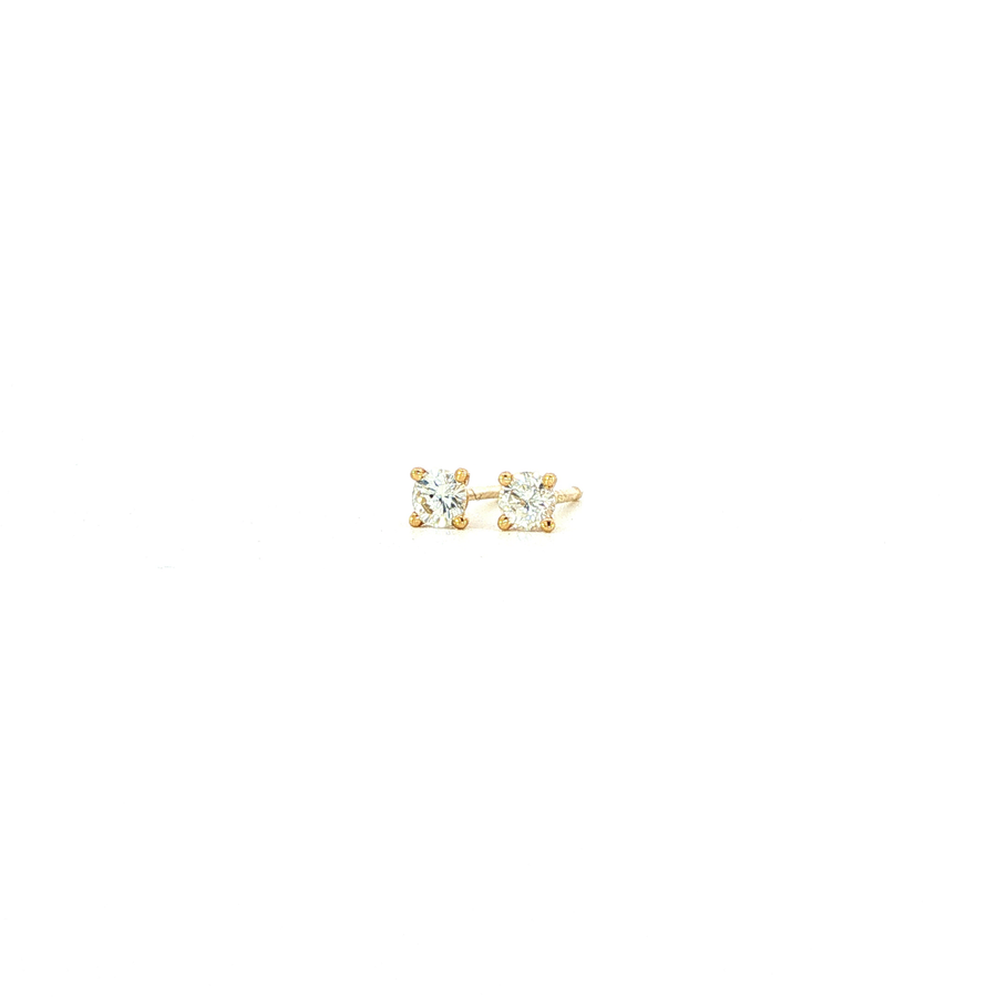 14K Yellow Gold Martini Set Diamond Stud Earrings