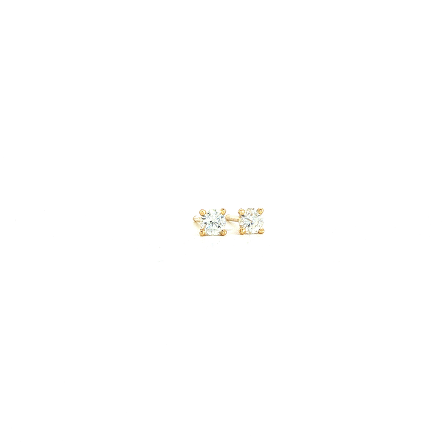 14K Yellow Gold Martini Set Diamond Stud Earrings