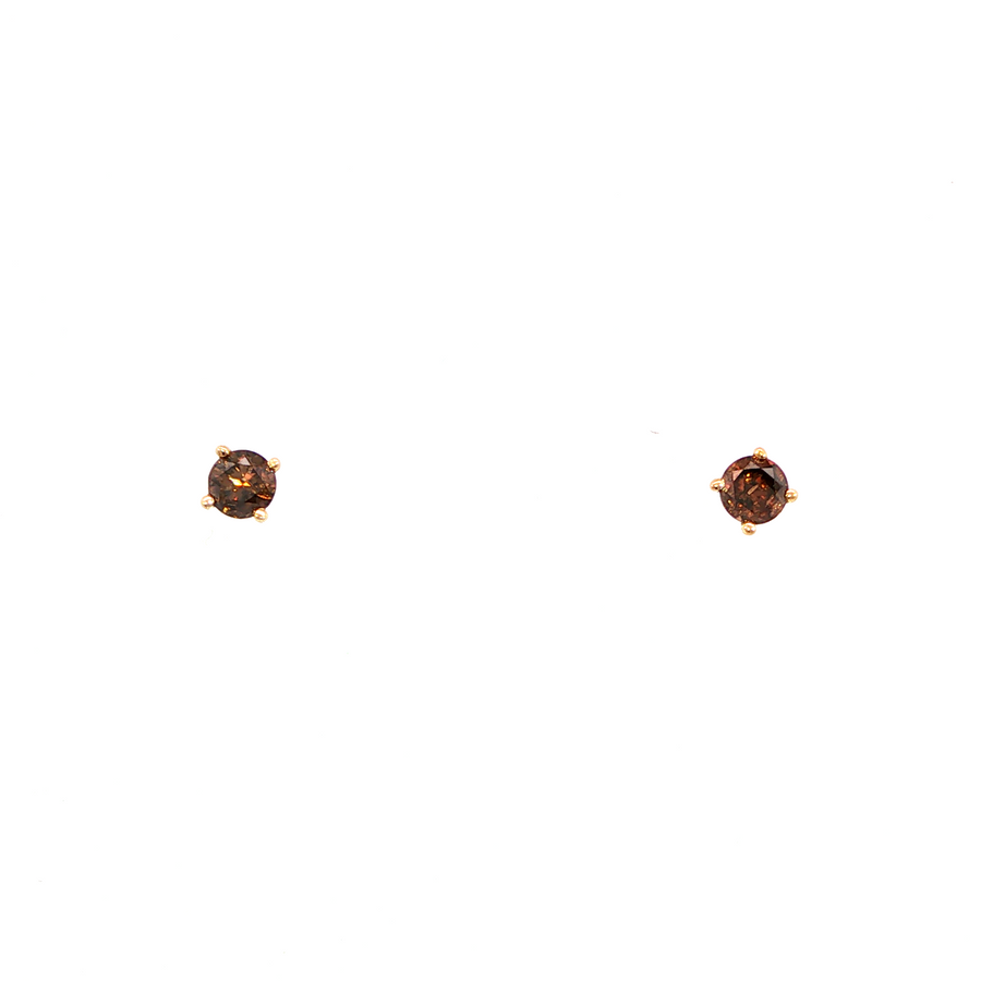 14K Yellow Gold Martini Set Diamond Stud Earrings