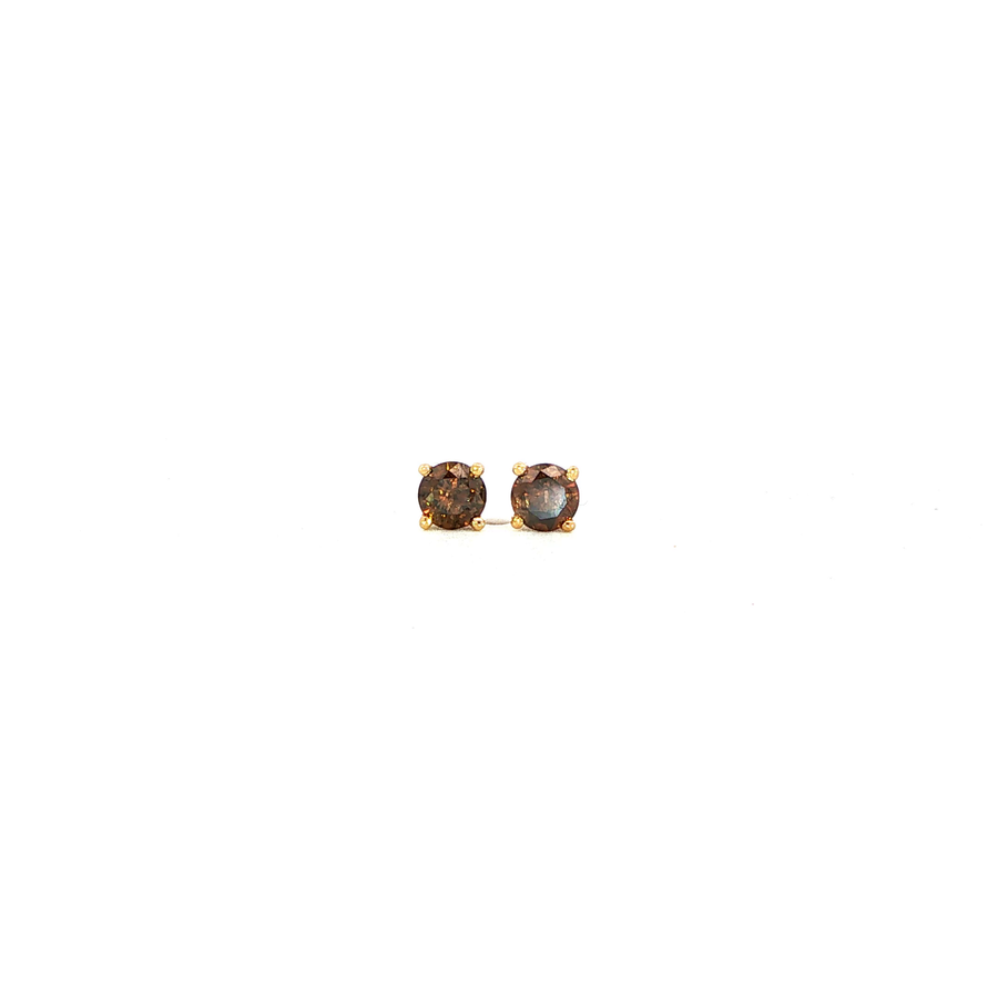 14K Yellow Gold Martini Set Diamond Stud Earrings