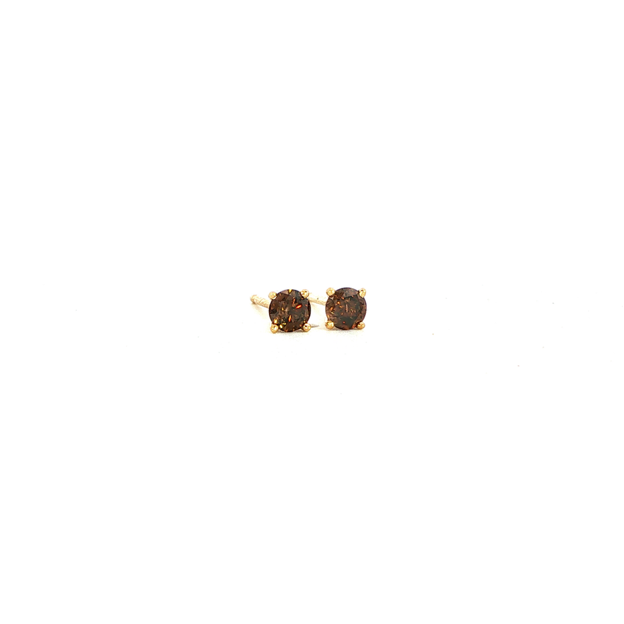 14K Yellow Gold Martini Set Diamond Stud Earrings