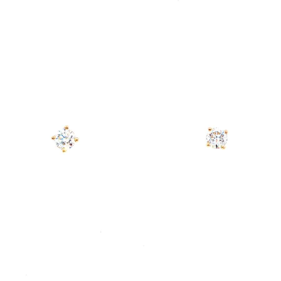 14K Yellow Gold Martini Set Diamond Stud Earrings