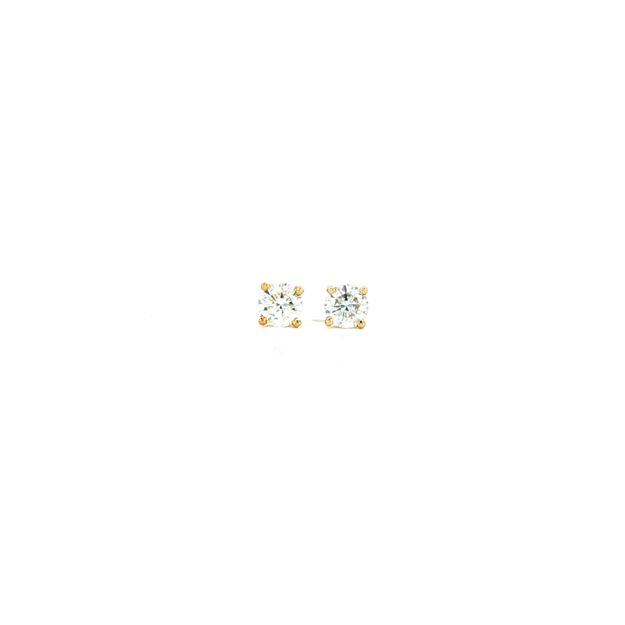 14K Yellow Gold Martini Set Diamond Stud Earrings