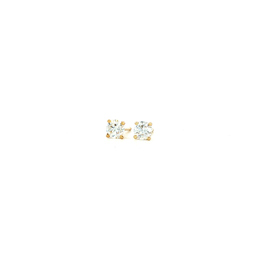 14K Yellow Gold Martini Set Diamond Stud Earrings