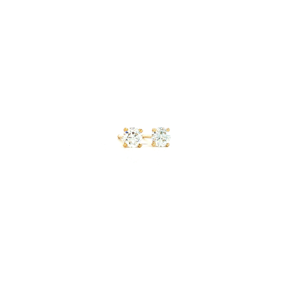 14K Yellow Gold Martini Set Diamond Stud Earrings