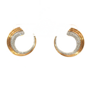 14K Yellow and White Gold Front Back Hoop Diamond Earrings