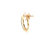14K Yellow and White Gold Front Back Hoop Diamond Earrings