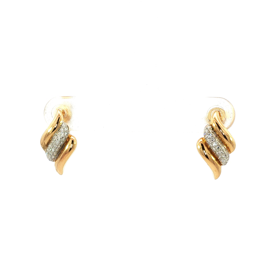 14K Yellow Gold Stud Diamond Earrings