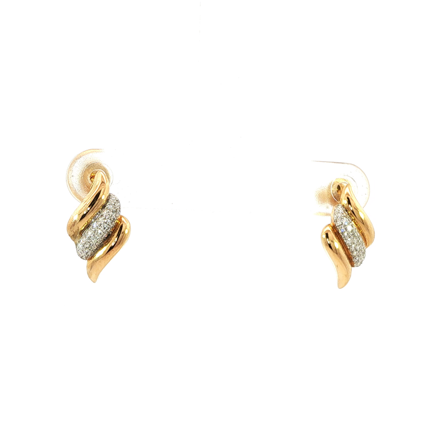 14K Yellow Gold Stud Diamond Earrings
