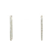 14K White Gold Rectangular Hoop Diamond Earrings