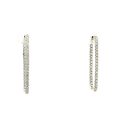 14K White Gold Rectangular Hoop Diamond Earrings