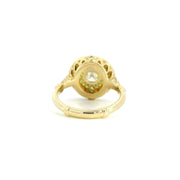 14K Yellow Gold Vintage Inspired Emeralds and Lab Diamonds Compass Amulet Ring