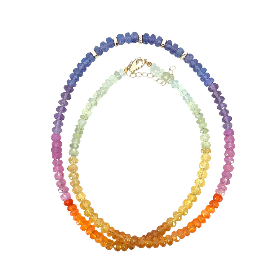 14K Yellow Gold Unicorn Sunset Beaded Necklace