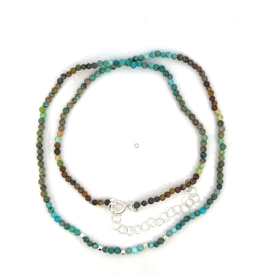 14K Yellow Gold Torquoise 2.5mm Round Polished Beads 5 Gold Round Beaded Necklace