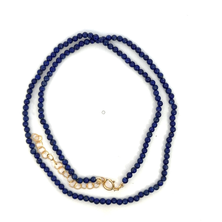 Yellow Gold Filled Lapis Beaded Necklace