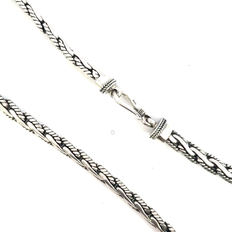 925 Sterling Silver Heavy Alternating Flattened Spiga Bali Chain