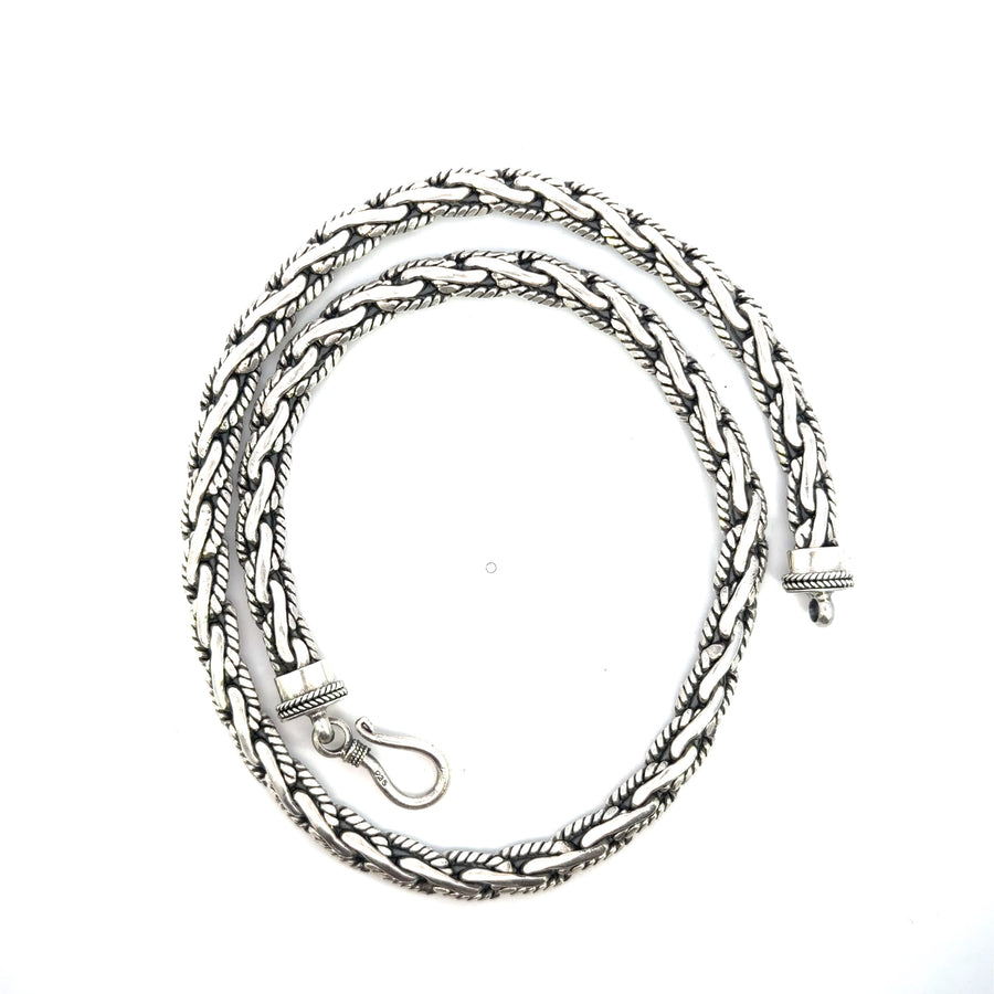 925 Sterling Silver Heavy Alternating Flattened Spiga Bali Chain
