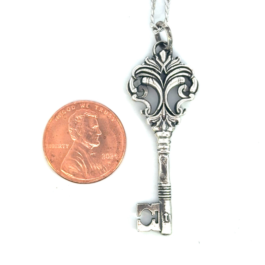 Sterling Silver English Chamberlain Key Necklace