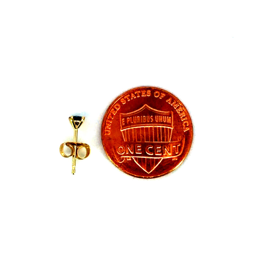 14K Yellow Gold Martini Set Natural Round Cut Blue Sapphire Stud Earring