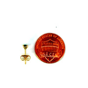 14K Yellow Gold Martini Set Tsavorite Sapphire Stud Earring
