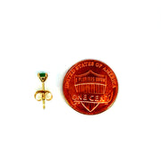 14K Yellow Gold Martini Set Emerald Sapphire Stud Earring