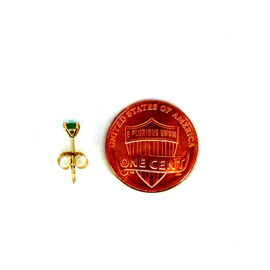 14K Yellow Gold Martini Set Emerald Sapphire Stud Earring
