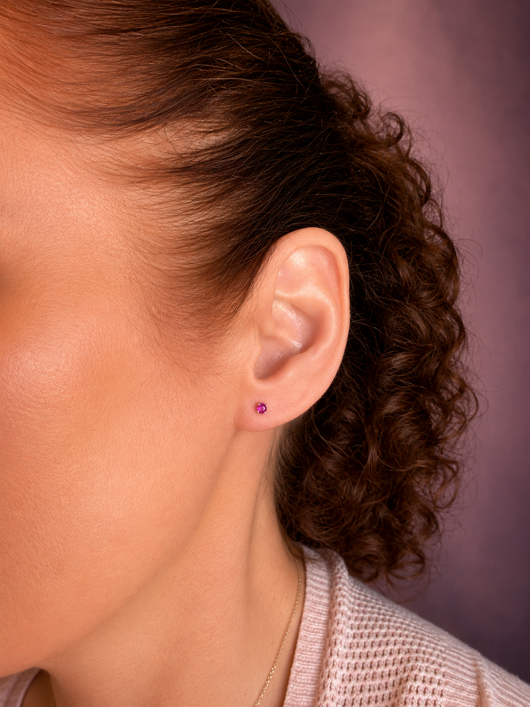 14K Yellow Gold Martini Set Red Ruby Stud Earrings