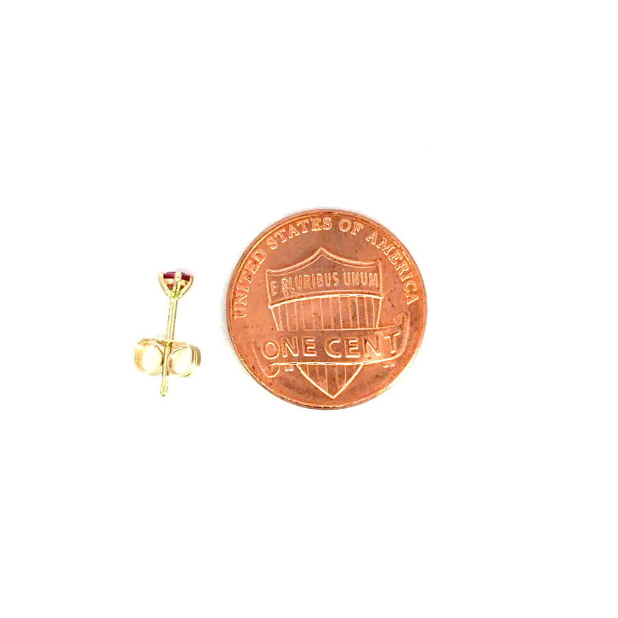 14K Yellow Gold Martini Set Pink Ruby Stud Earrings