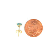 14K Yellow Gold Martini Set Blue Zircon Stud Earrings
