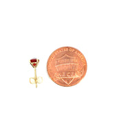 14K Yellow Gold Martini Set Red Sapphire Stud Earrings