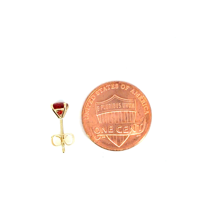 14K Yellow Gold Martini Set Red Sapphire Stud Earrings