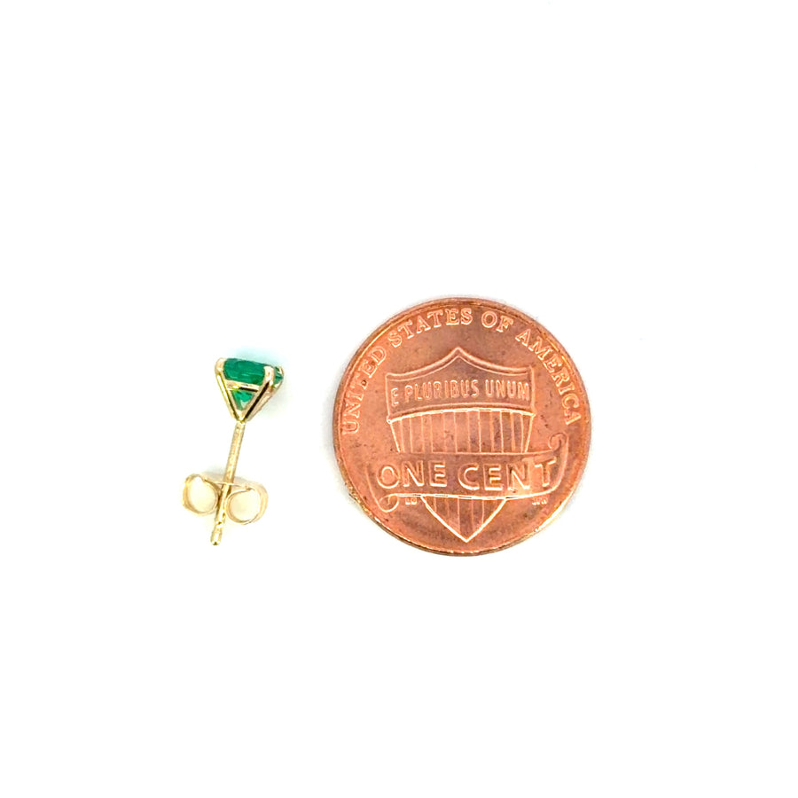 14K Yellow Gold Martini Set Emerald Stud Earrings