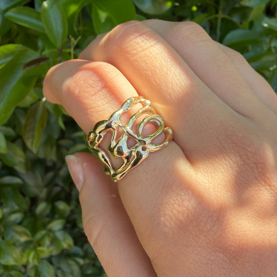 14K Yellow Gold Handmade Organic Ring