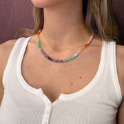 14K Yellow 'Opals Around the World' Purple Center Beaded Necklace