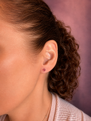 14K Yellow Gold Martini Set Red Sapphire Stud Earrings