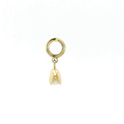14K Yellow Gold Pearl Clam Shell Rondelle Charm Pendant