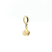 14K Yellow Gold Pearl Clam Shell Rondelle Charm Pendant