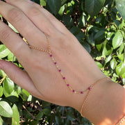 Yellow Gold Filled Burgundy Enamel Rolo Hand Lariat